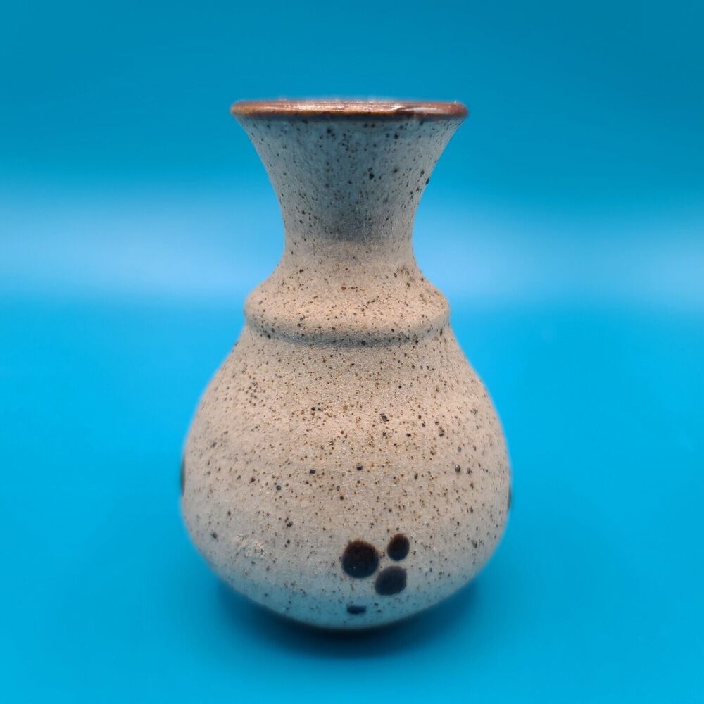 Art Pottery Tonala Mexico Floral Fern Mexican Folk Art Vase Signed Sandstone - Picture 3 of 8